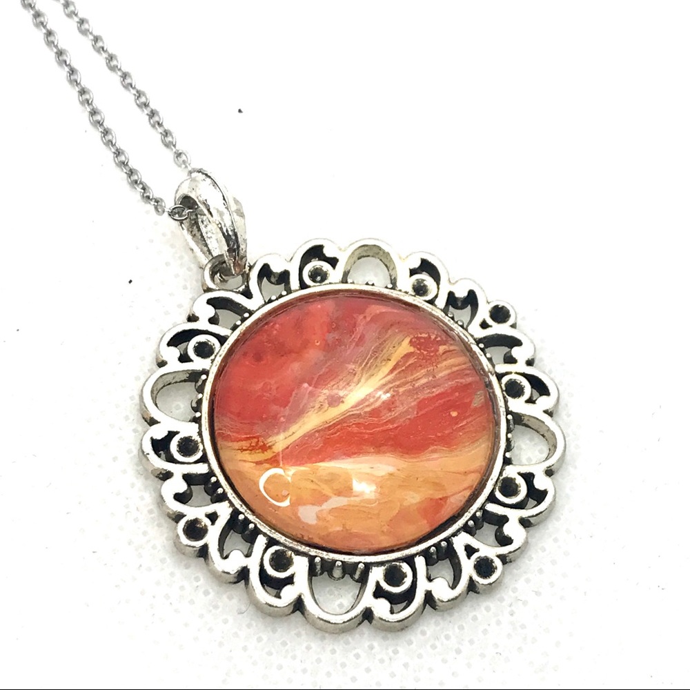 Necklace Handmade dome Pendant flower NSN